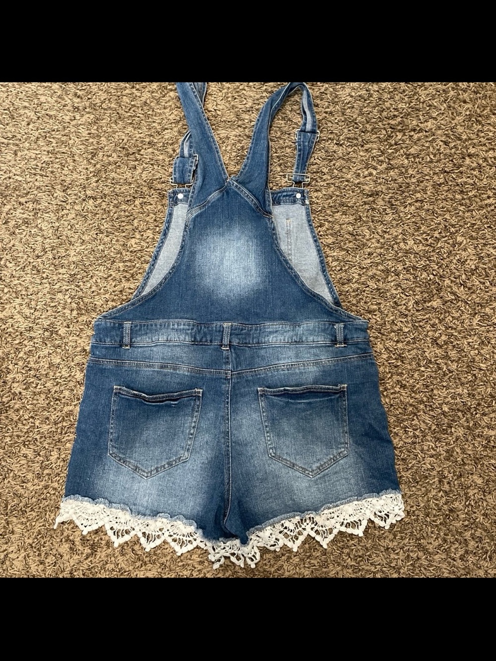 Disney parks Minnie mouse denim overalls with lace trim XL - Picture 3 of 4